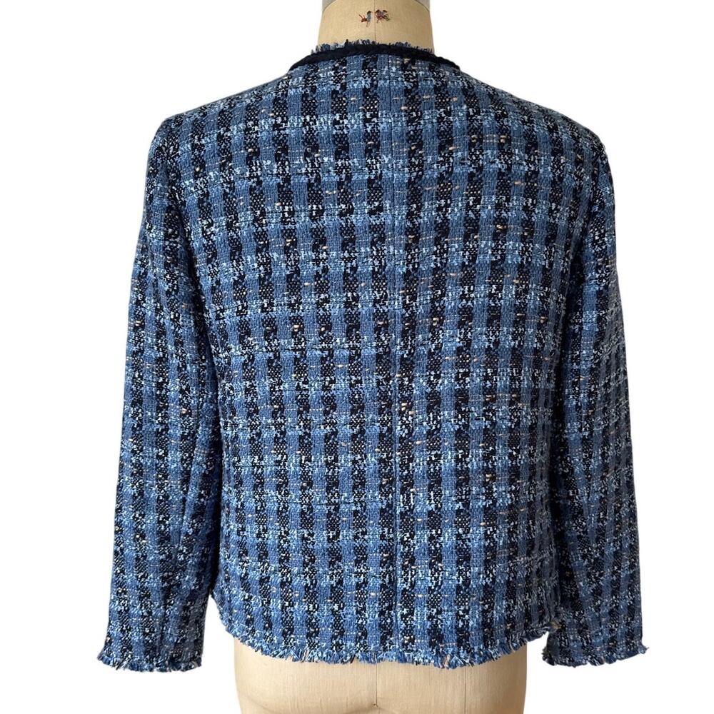 Talbots Blazer Exquisite Tweed Jacket in Blue Plaid Tweed Size 10 Petite NEW NWT - Picture 6 of 8